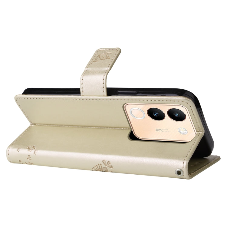 For vivo V29e Global / Y200 5G Global Tree & Cat Embossed Pattern Flip Leather Phone Case