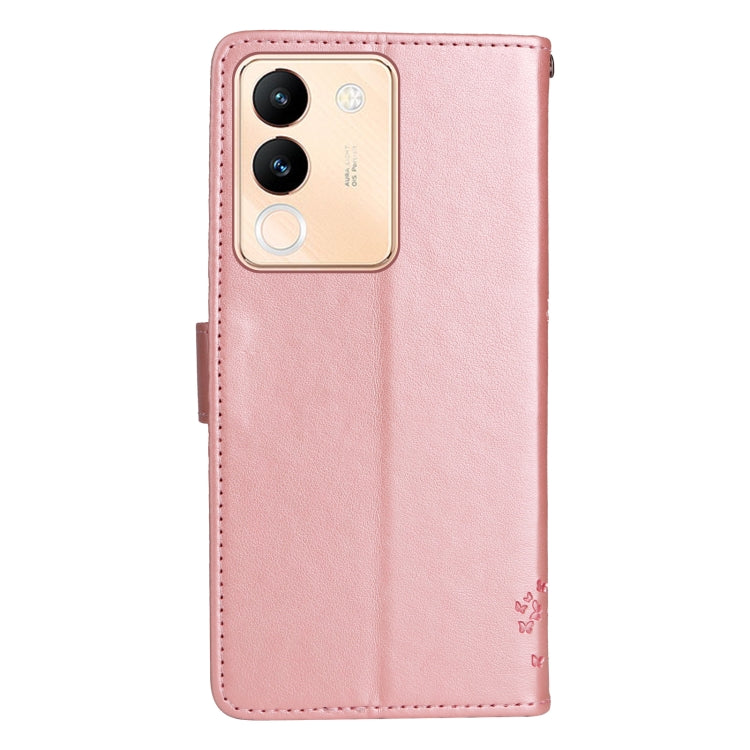 For vivo V29e Global / Y200 5G Global Tree & Cat Embossed Pattern Flip Leather Phone Case