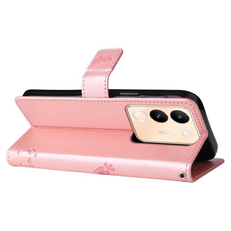 For vivo V29e Global / Y200 5G Global Tree & Cat Embossed Pattern Flip Leather Phone Case