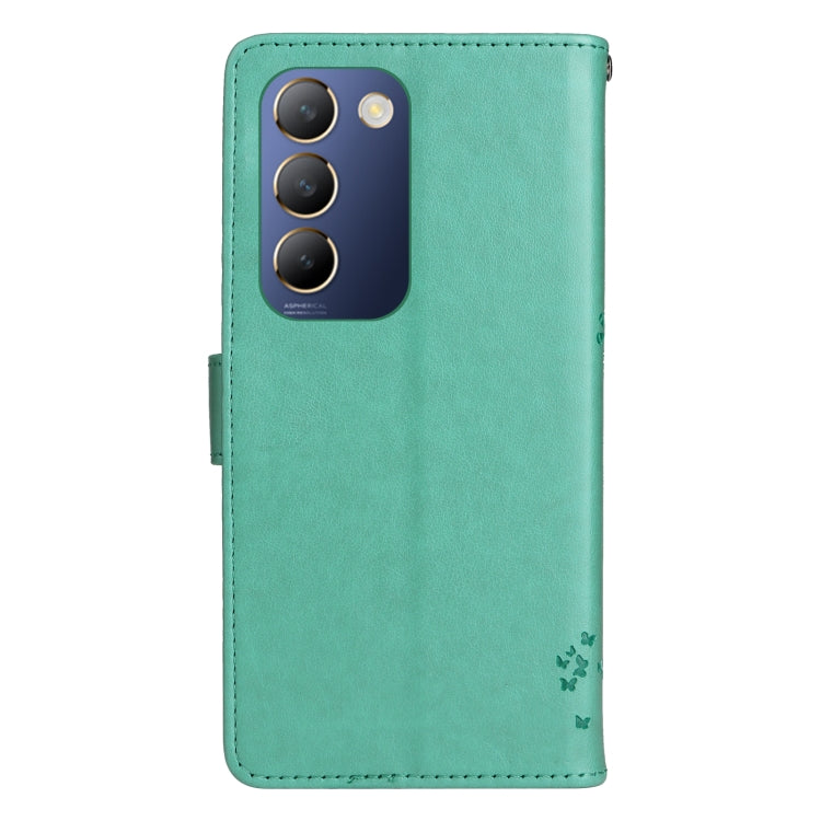 For vivo Y200e 5G Global / V30 Lite India Tree & Cat Embossed Pattern Flip Leather Phone Case