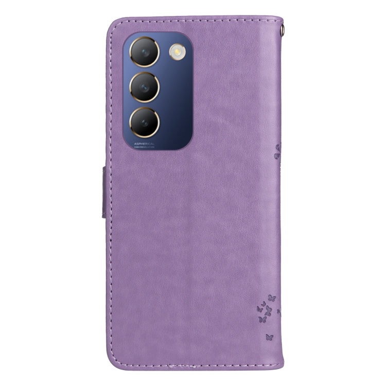 For vivo Y200e 5G Global / V30 Lite India Tree & Cat Embossed Pattern Flip Leather Phone Case