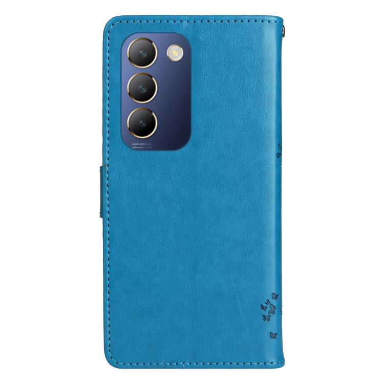 For vivo Y200e 5G Global / V30 Lite India Tree & Cat Embossed Pattern Flip Leather Phone Case