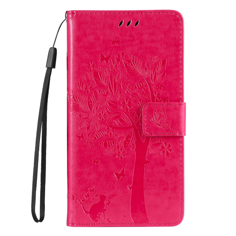 For vivo Y200e 5G Global / V30 Lite India Tree & Cat Embossed Pattern Flip Leather Phone Case