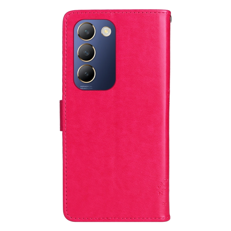 For vivo Y200e 5G Global / V30 Lite India Tree & Cat Embossed Pattern Flip Leather Phone Case