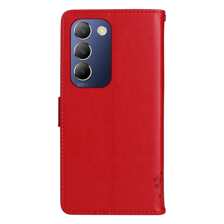 For vivo Y200e 5G Global / V30 Lite India Tree & Cat Embossed Pattern Flip Leather Phone Case