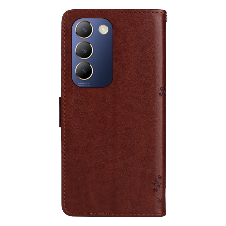For vivo Y200e 5G Global / V30 Lite India Tree & Cat Embossed Pattern Flip Leather Phone Case