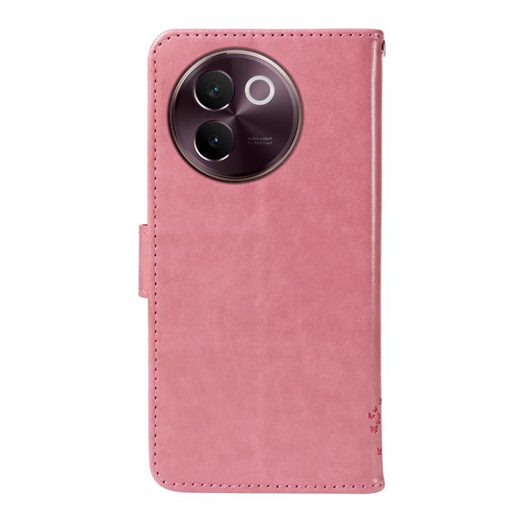 For vivo V30E / V40 Lite Global Tree & Cat Embossed Pattern Flip Leather Phone Case