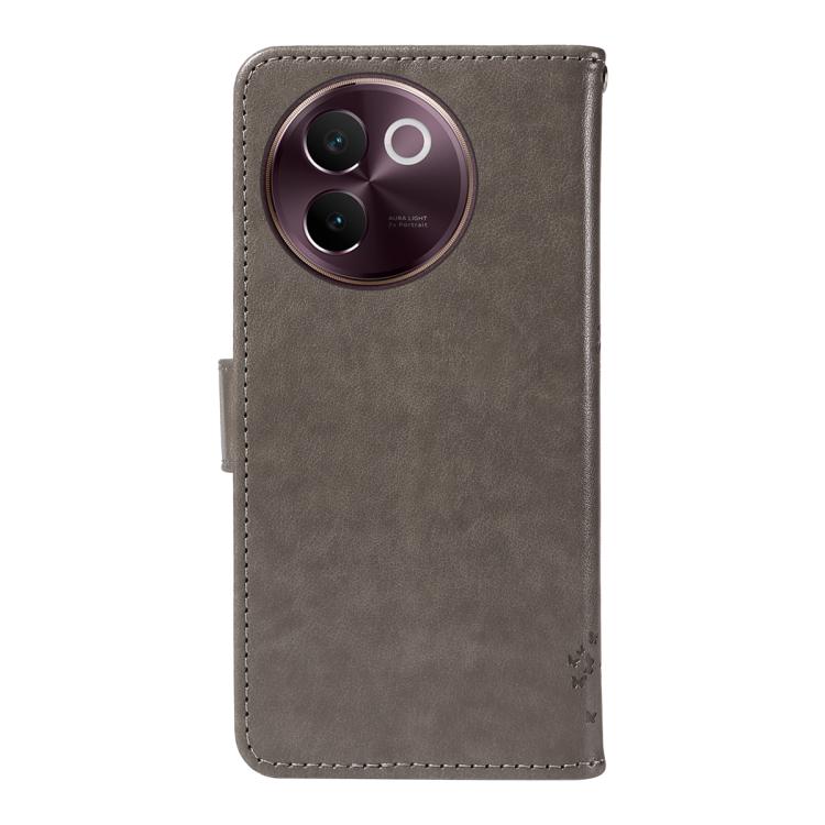 For vivo V30E / V40 Lite Global Tree & Cat Embossed Pattern Flip Leather Phone Case