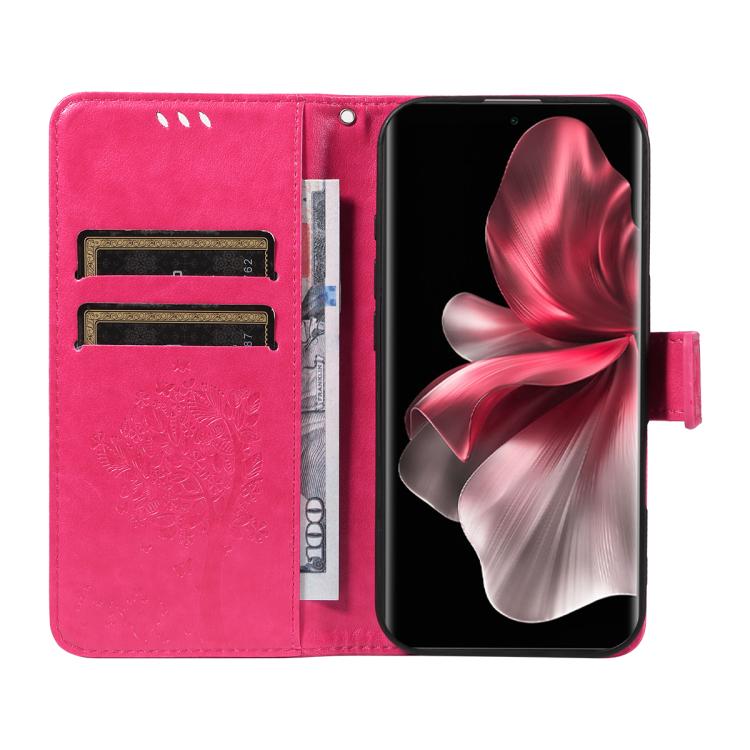 For vivo V30E / V40 Lite Global Tree & Cat Embossed Pattern Flip Leather Phone Case