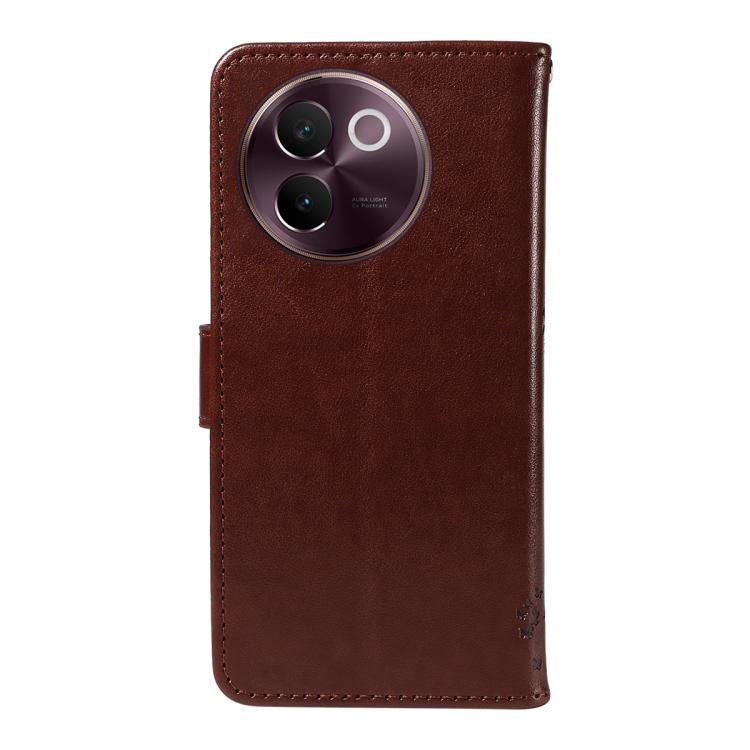 For vivo V30E / V40 Lite Global Tree & Cat Embossed Pattern Flip Leather Phone Case