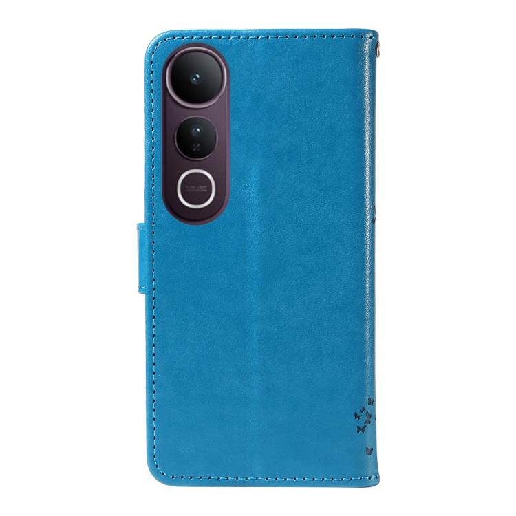 For vivo V50 Lite 5G Global Tree & Cat Embossed Pattern Flip Leather Phone Case