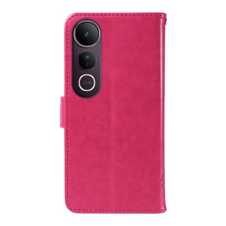 For vivo V50 Lite 5G Global Tree & Cat Embossed Pattern Flip Leather Phone Case