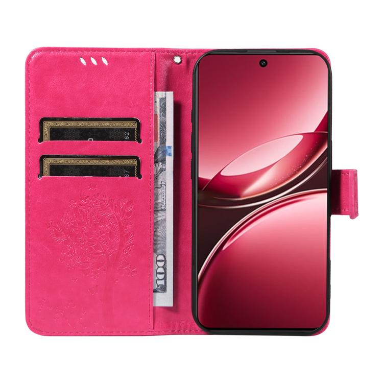 For vivo V50 Lite 5G Global Tree & Cat Embossed Pattern Flip Leather Phone Case