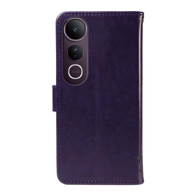 For vivo V50 Lite 5G Global Tree & Cat Embossed Pattern Flip Leather Phone Case