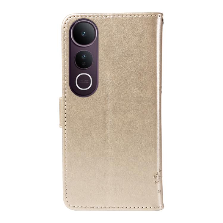 For vivo V50 Lite 5G Global Tree & Cat Embossed Pattern Flip Leather Phone Case