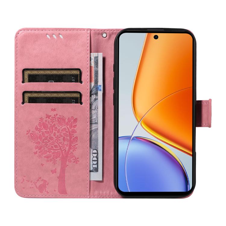 For vivo Y39 5G Global Tree & Cat Embossed Pattern Flip Leather Phone Case