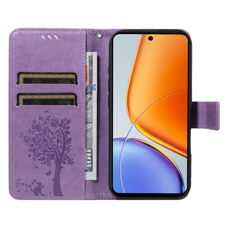 For vivo Y39 5G Global Tree & Cat Embossed Pattern Flip Leather Phone Case