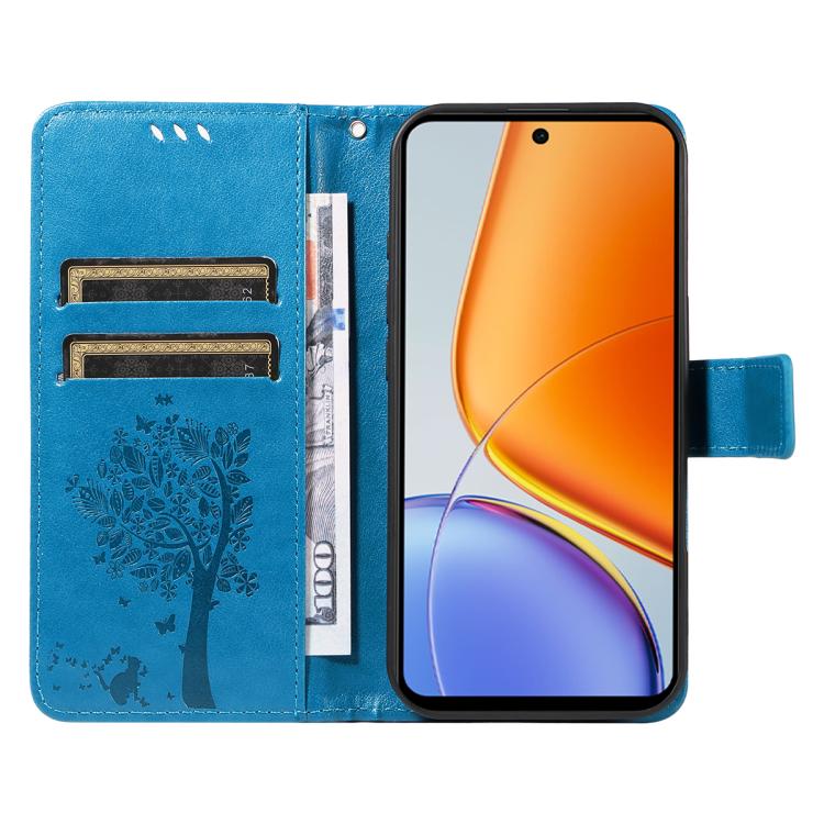 For vivo Y39 5G Global Tree & Cat Embossed Pattern Flip Leather Phone Case