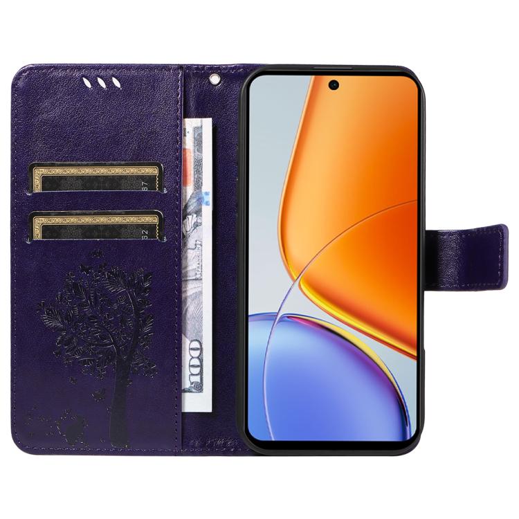 For vivo Y39 5G Global Tree & Cat Embossed Pattern Flip Leather Phone Case