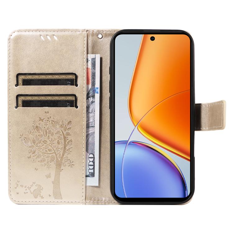 For vivo Y39 5G Global Tree & Cat Embossed Pattern Flip Leather Phone Case