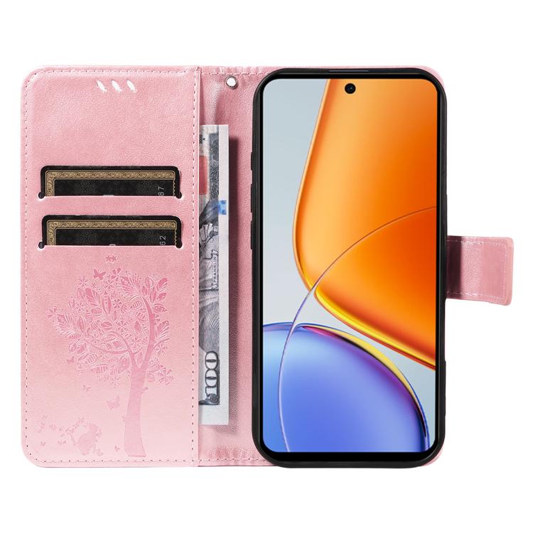 For vivo Y39 5G Global Tree & Cat Embossed Pattern Flip Leather Phone Case