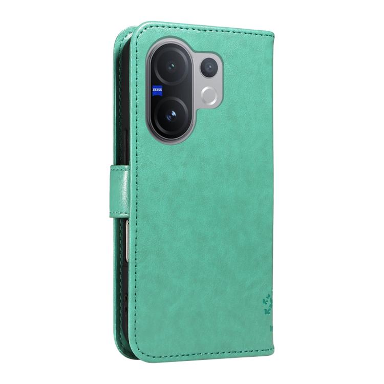 For vivo V60 5G Tree & Cat Embossed Pattern Flip Leather Phone Case