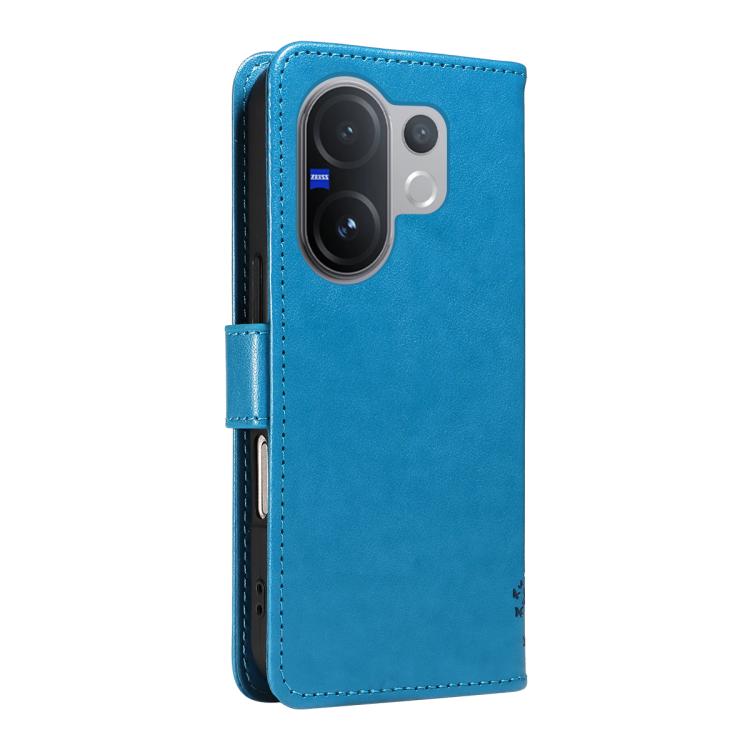 For vivo V60 5G Tree & Cat Embossed Pattern Flip Leather Phone Case