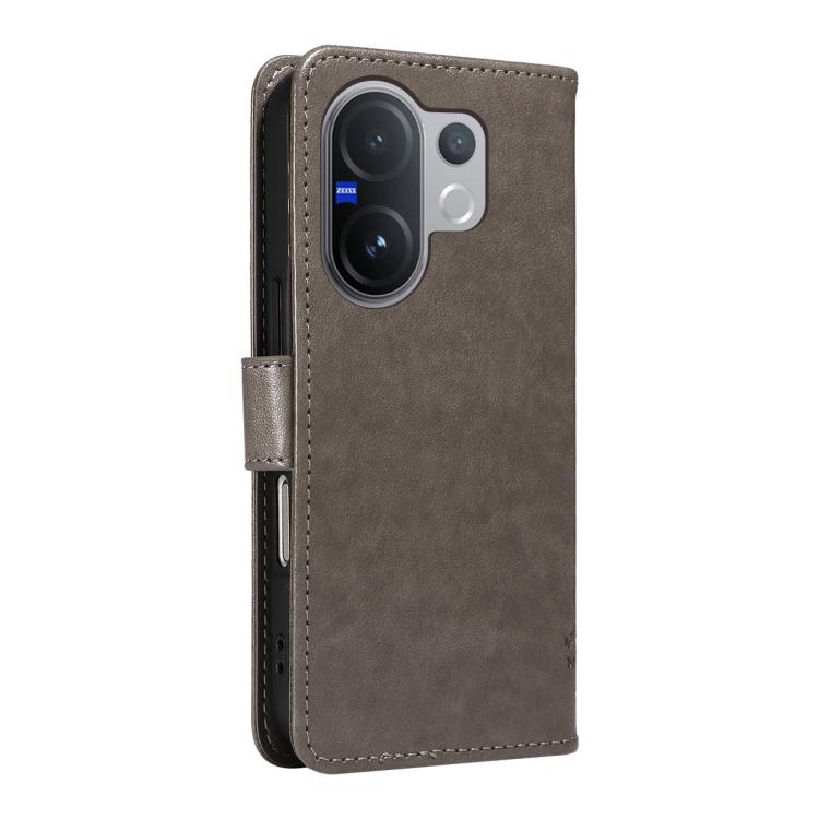 For vivo V60 5G Tree & Cat Embossed Pattern Flip Leather Phone Case