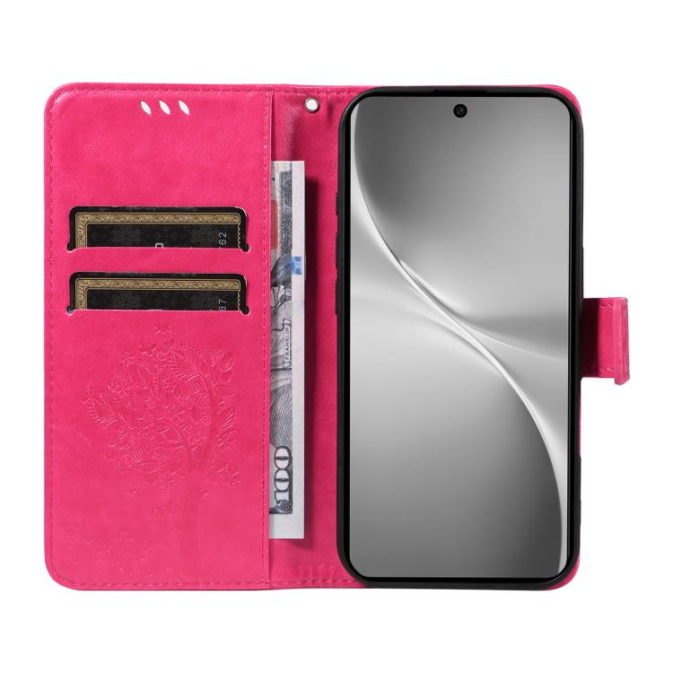 For vivo V60 5G Tree & Cat Embossed Pattern Flip Leather Phone Case