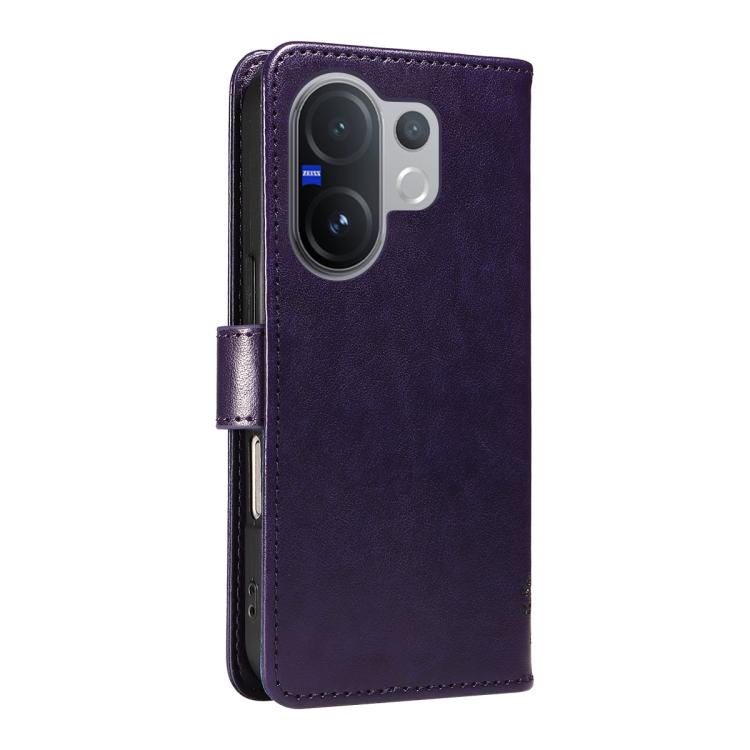 For vivo V60 5G Tree & Cat Embossed Pattern Flip Leather Phone Case