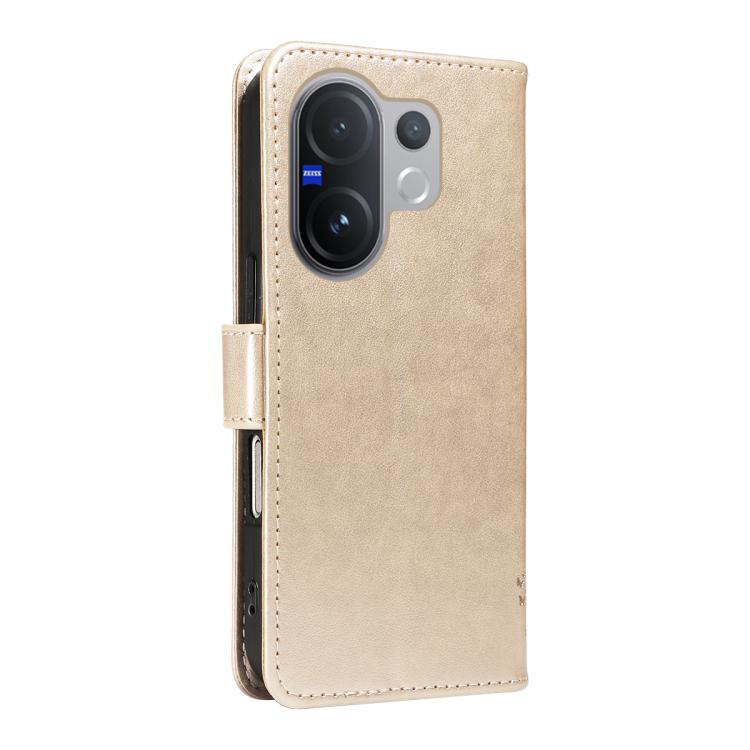 For vivo V60 5G Tree & Cat Embossed Pattern Flip Leather Phone Case