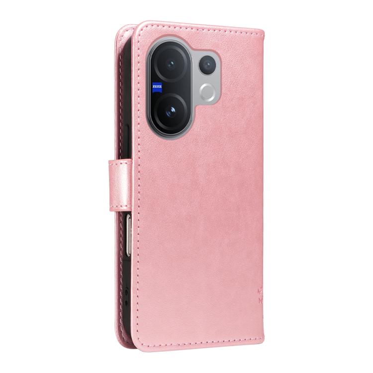 For vivo V60 5G Tree & Cat Embossed Pattern Flip Leather Phone Case