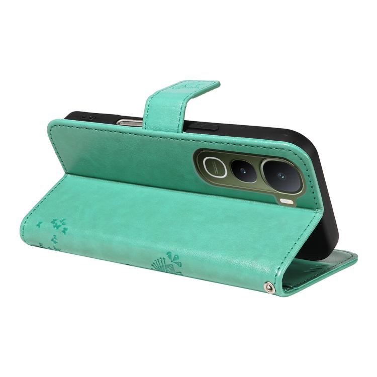 For vivo Y400 5G Tree & Cat Embossed Pattern Flip Leather Phone Case
