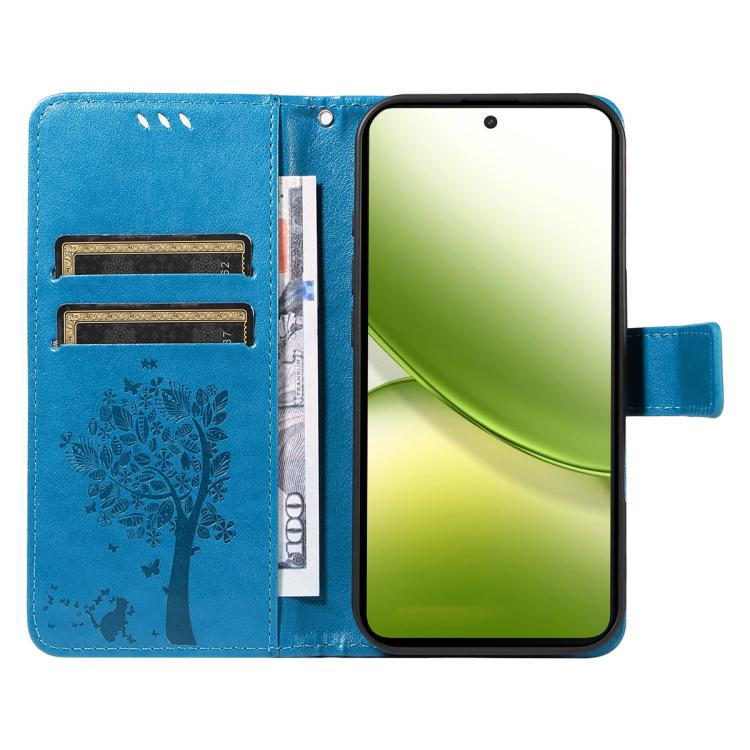 For vivo Y400 5G Tree & Cat Embossed Pattern Flip Leather Phone Case