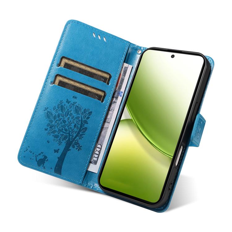 For vivo Y400 5G Tree & Cat Embossed Pattern Flip Leather Phone Case