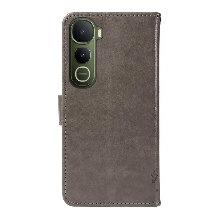 For vivo Y400 5G Tree & Cat Embossed Pattern Flip Leather Phone Case