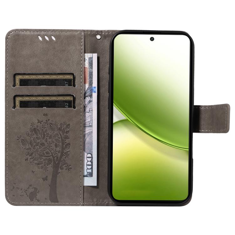 For vivo Y400 5G Tree & Cat Embossed Pattern Flip Leather Phone Case