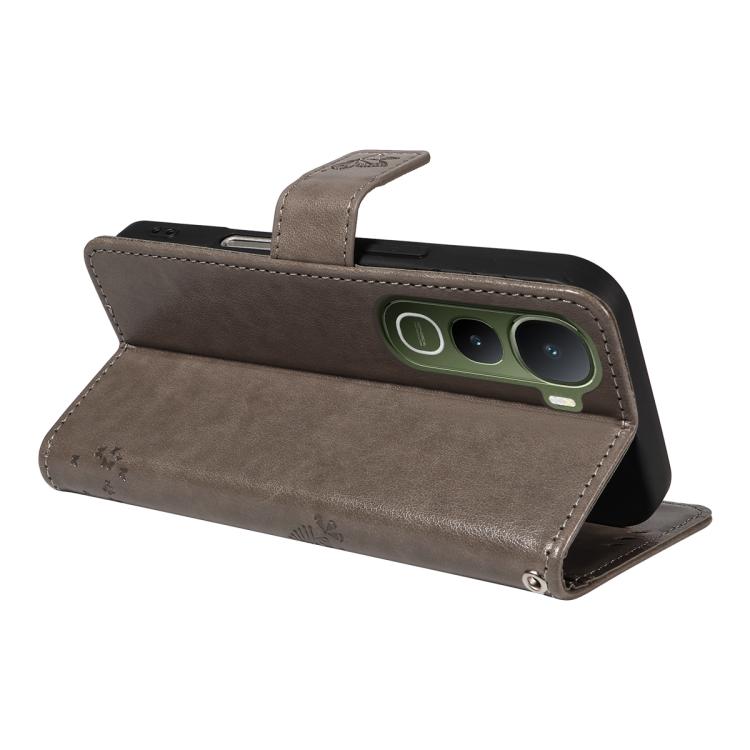 For vivo Y400 5G Tree & Cat Embossed Pattern Flip Leather Phone Case