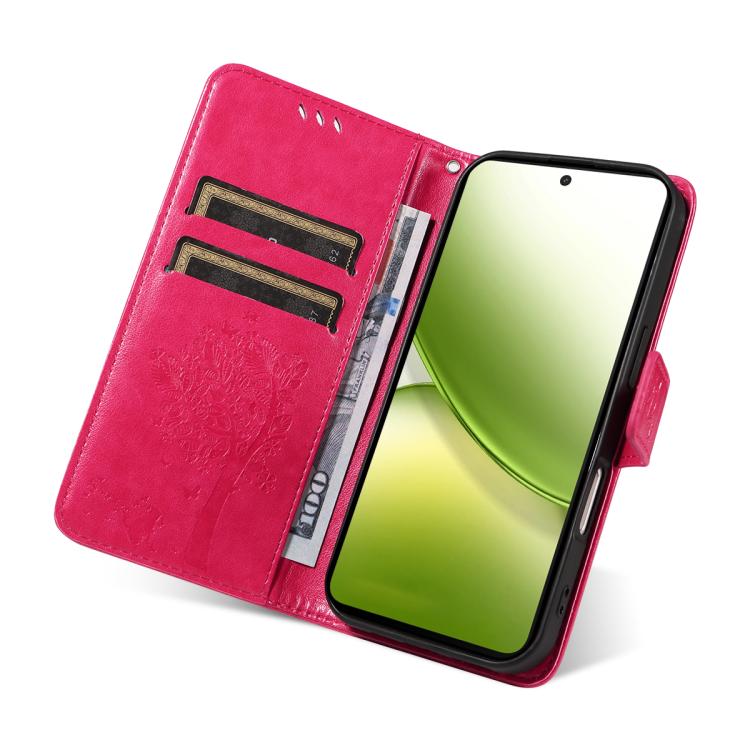 For vivo Y400 5G Tree & Cat Embossed Pattern Flip Leather Phone Case