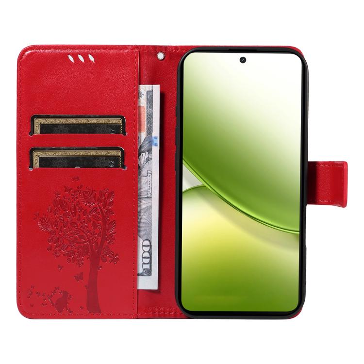 For vivo Y400 5G Tree & Cat Embossed Pattern Flip Leather Phone Case