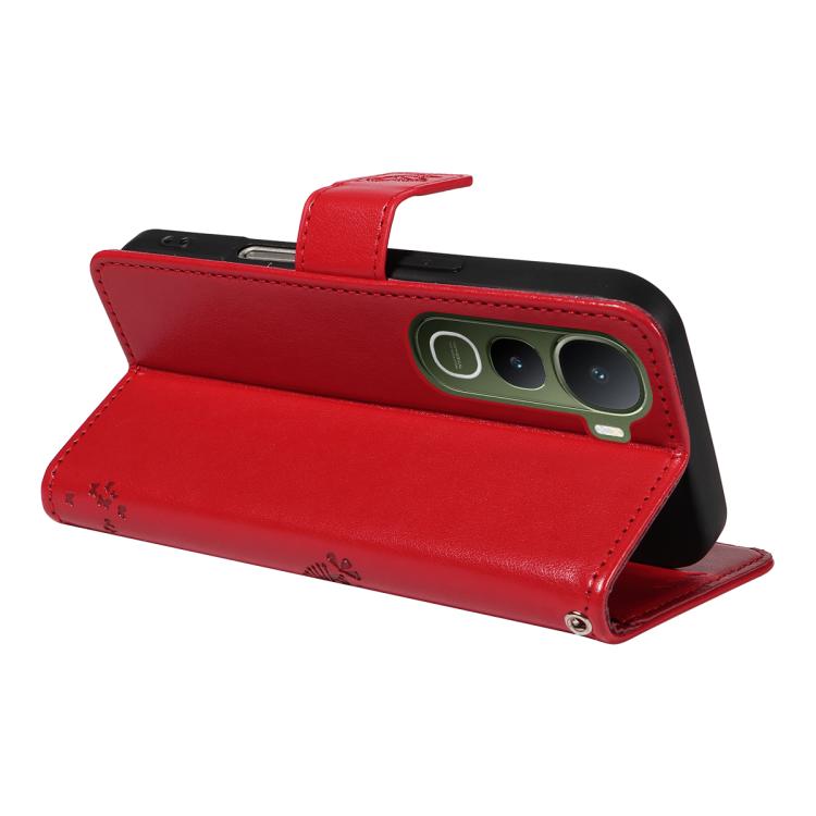 For vivo Y400 5G Tree & Cat Embossed Pattern Flip Leather Phone Case