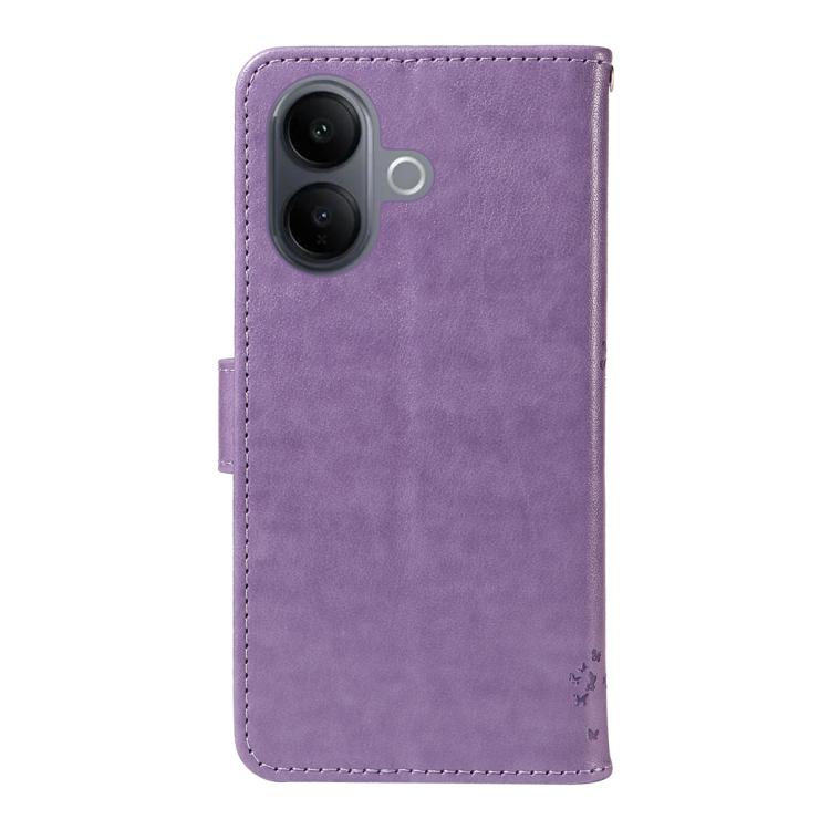 For vivo V60 Lite 4G Tree & Cat Embossed Pattern Flip Leather Phone Case