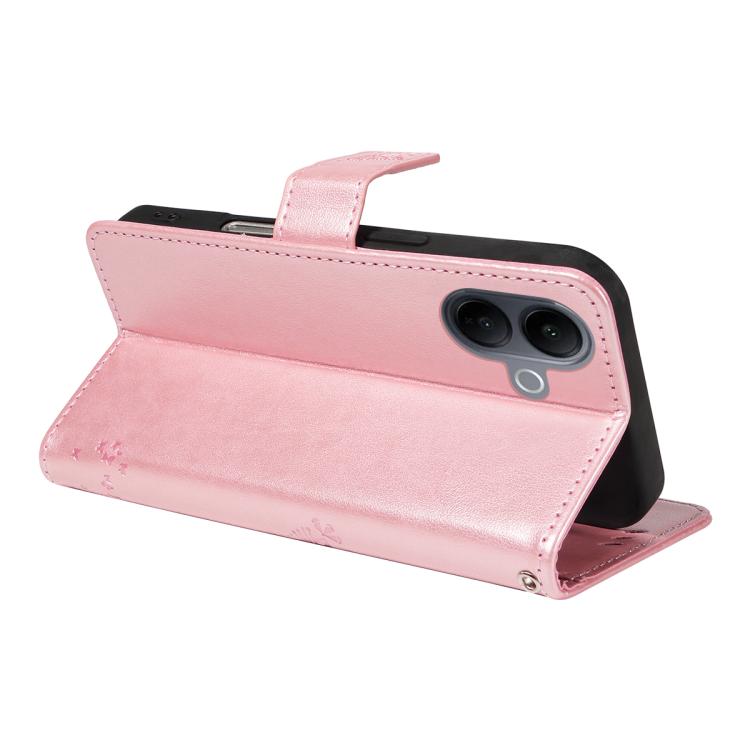 For vivo V60 Lite 4G Tree & Cat Embossed Pattern Flip Leather Phone Case