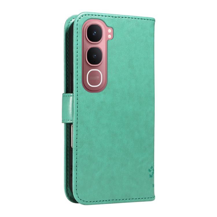 For vivo Y31 5G 2025 / Y21D Tree & Cat Embossed Pattern Flip Leather Phone Case