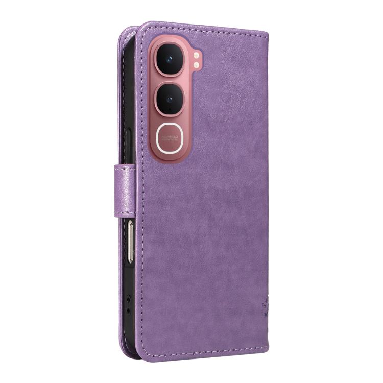 For vivo Y31 5G 2025 / Y21D Tree & Cat Embossed Pattern Flip Leather Phone Case