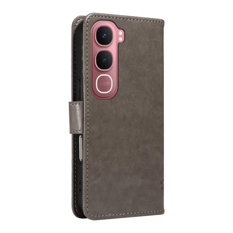 For vivo Y31 5G 2025 / Y21D Tree & Cat Embossed Pattern Flip Leather Phone Case