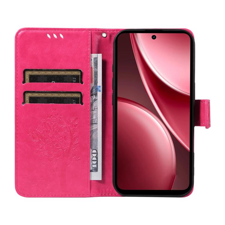 For vivo Y31 5G 2025 / Y21D Tree & Cat Embossed Pattern Flip Leather Phone Case
