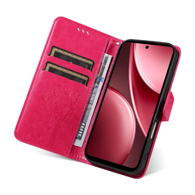 For vivo Y31 5G 2025 / Y21D Tree & Cat Embossed Pattern Flip Leather Phone Case