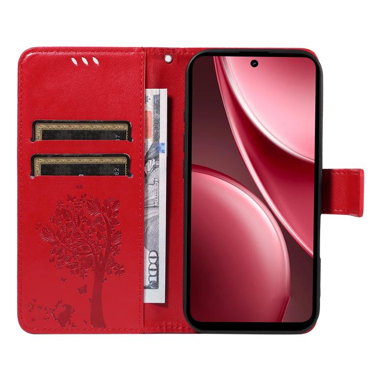 For vivo Y31 5G 2025 / Y21D Tree & Cat Embossed Pattern Flip Leather Phone Case