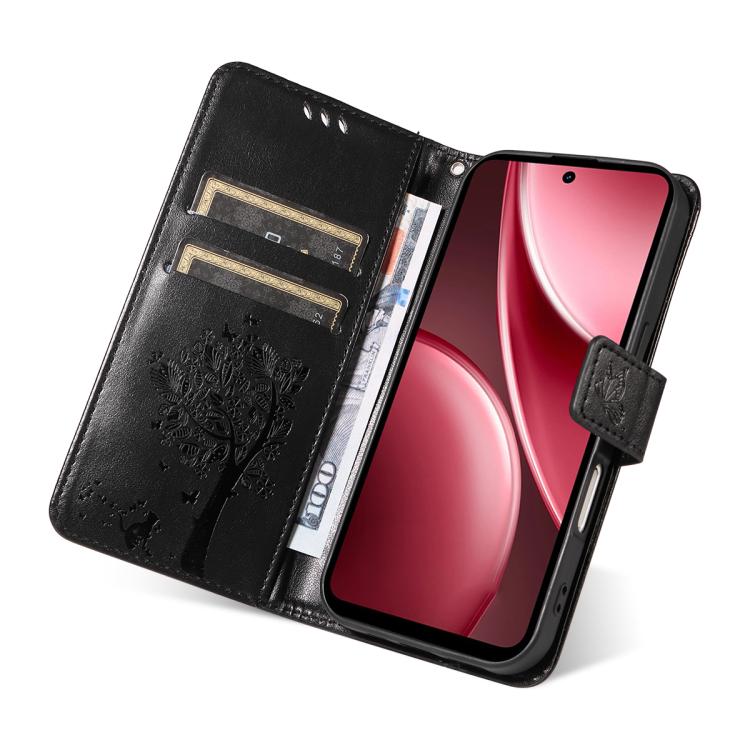 For vivo Y31 5G 2025 / Y21D Tree & Cat Embossed Pattern Flip Leather Phone Case